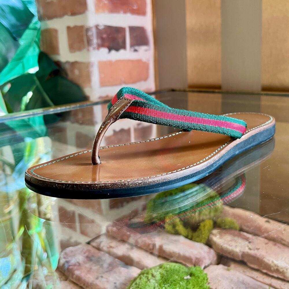 GUCCI Web Stripe Thong Sandals SZ39(9US)